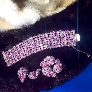 Vtg signed Sherman two tone pink wedding set